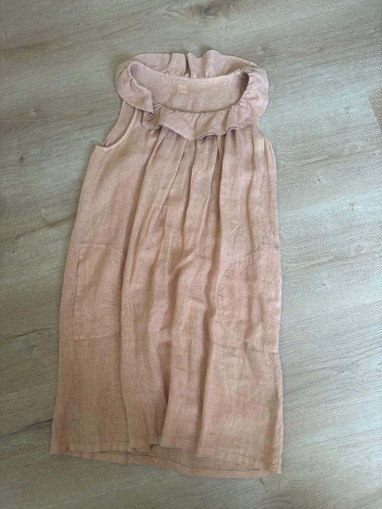 120% lino poederrrose jurkje eur.mt 38 It.42, Maat 38/40 (M), Verzenden, Beige, 120% lino