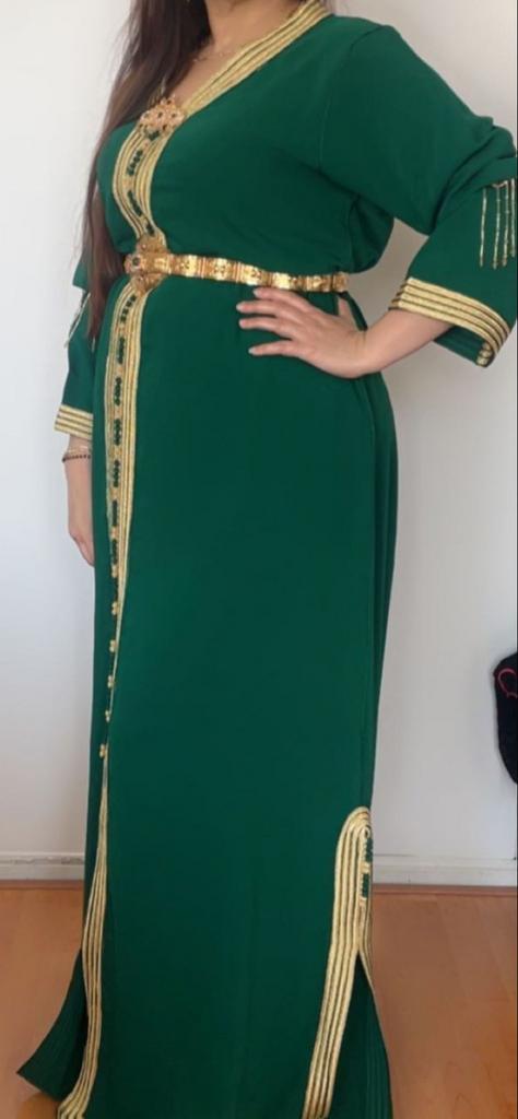 Prachtige Marokkaanse Jurk, Kleding | Dames, Jurken, Zo goed als nieuw, Maat 38/40 (M), Groen, Onder de knie, Ophalen