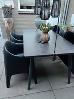 Moderne tuinset: tafel met 6 stoelen 2 zijn nooit gebruikt, Ophalen of Verzenden, Zo goed als nieuw, Rechthoekig, Kunststof