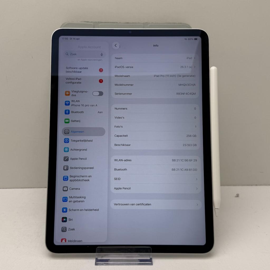 Apple iPad Pro 11-inch gen 3 128gb 2021|Pencil| Pixel schade, Computers en Software, Apple iPads, Apple, Zo goed als nieuw, Support@apple.com