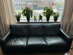 Zwarte leren banken, twee- en driezits, Ophalen, Gebruikt, 150 tot 200 cm, Tweepersoons