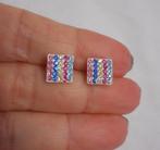 Zilveren oorknoppen met gekleurde steentjes nr.1446