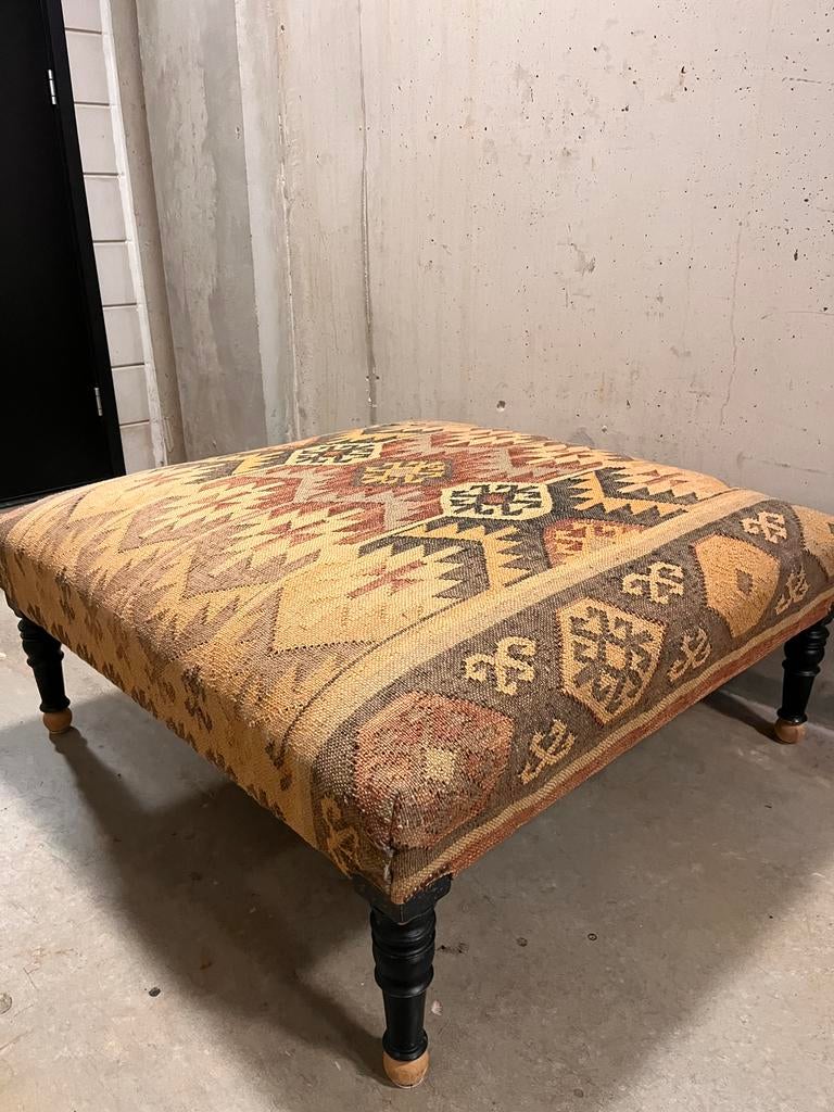 Ottoman kelim boho poef, Ophalen, Minder dan 50 cm, Vierkant, Zo goed als nieuw