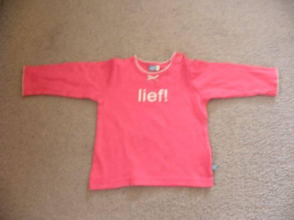 Goedkoop lief schattig roze katoenen shirtje LIEF! mt 74, Kinderen en Baby's, Babykleding | Maat 74, Gebruikt, Meisje, Lief!, Ophalen of Verzenden