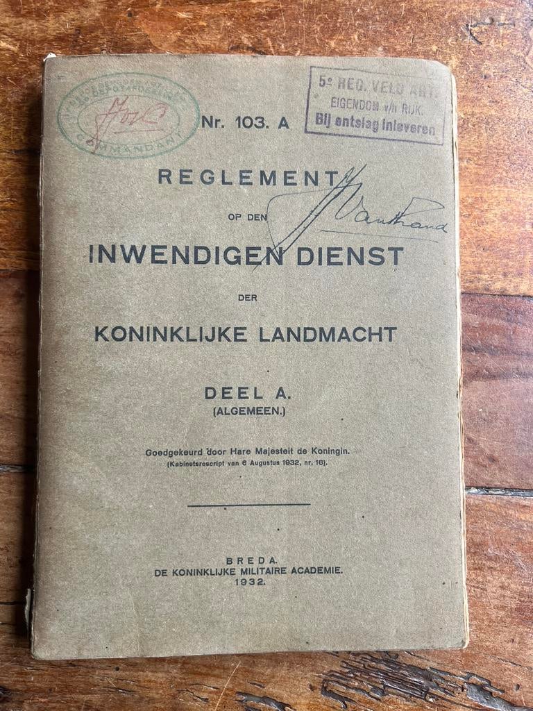 Nederlands voorschrift oa uniform klewang Leiden IV Dep BA, Ophalen of Verzenden, Nederland, Boek of Tijdschrift
