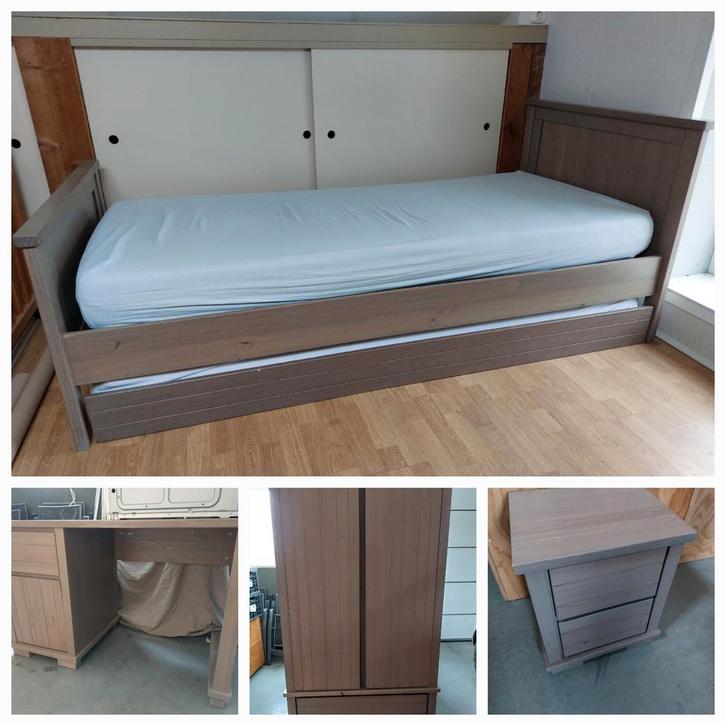 Complete tienerkamer 5-delig grijsbruin, Kinderen en Baby's, Kinderkamer | Complete kinderkamers, Gebruikt, Jongetje of Meisje