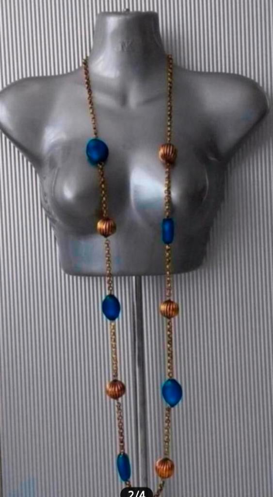 Manouk - ketting met koperen ballen + glaskralen, Overige materialen, Verstelbaar, Nieuw, Verzenden