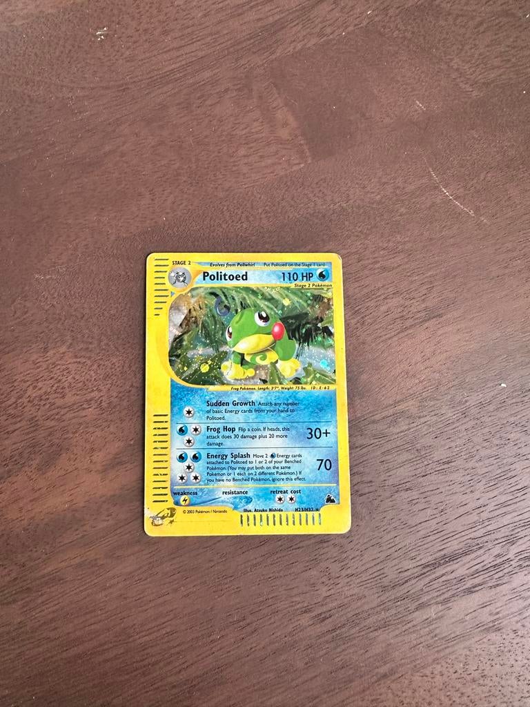 Pokémon Kaart: Politoed Holo (skyridge), Ophalen of Verzenden, Gebruikt, Losse kaart, Foil