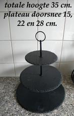 ETAGERE LEISTEEN 3 PLATEAUS MET KAASMESJES, Ophalen of Verzenden, Gebruikt