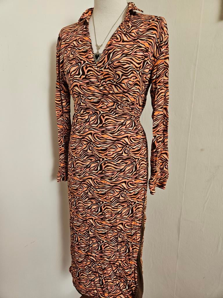 Prachtige z.g.a.n. retroprint jurk van Ydence,  mt S!, Kleding | Dames, Jurken, Zo goed als nieuw, Maat 36 (S), Onder de knie