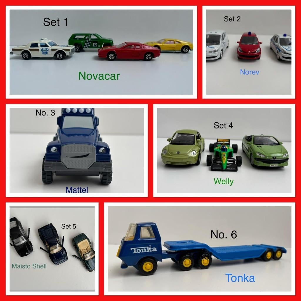 Merkauto’s  6 sets Norev –Mattel–Welly –Maisto Shell - Tonka, Ophalen of Verzenden, Gebruikt, Auto, Overige merken