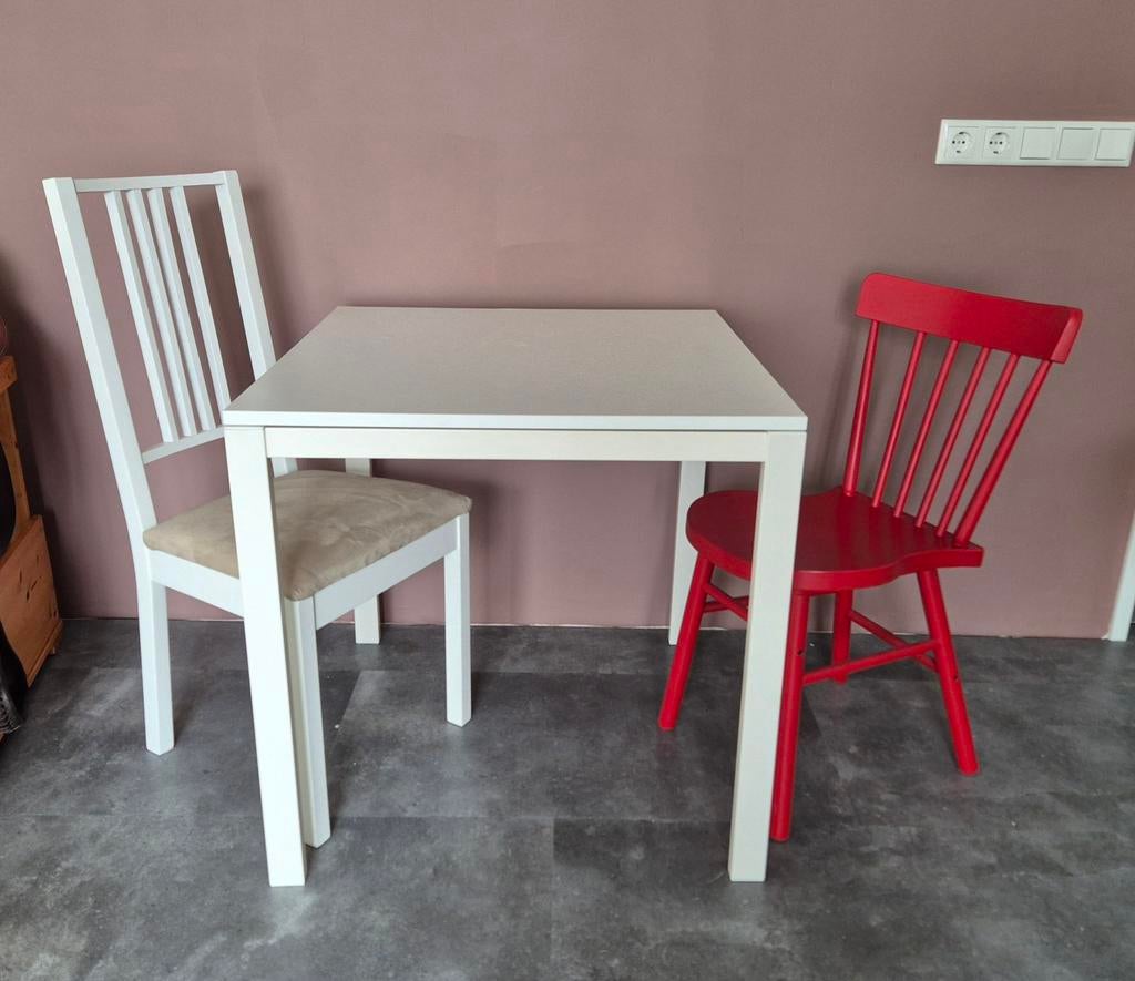 Witte Melltorp eettafel 75x75, Huis en Inrichting, Tafels | Eettafels, Ophalen, Rechthoekig, 50 tot 100 cm