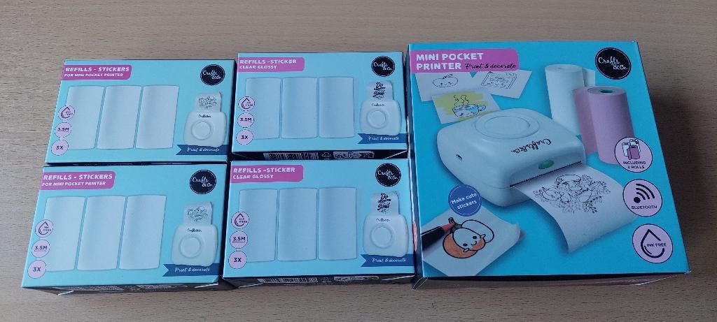 Crafts en Co mini pocket printer met stickers, Ophalen of Verzenden, Zo goed als nieuw, Crafts en Co