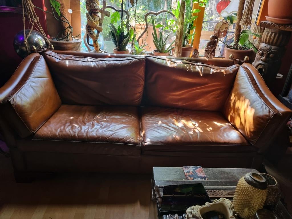 Leren kasteelbank, Huis en Inrichting, Ophalen, 75 tot 100 cm, Minder dan 150 cm