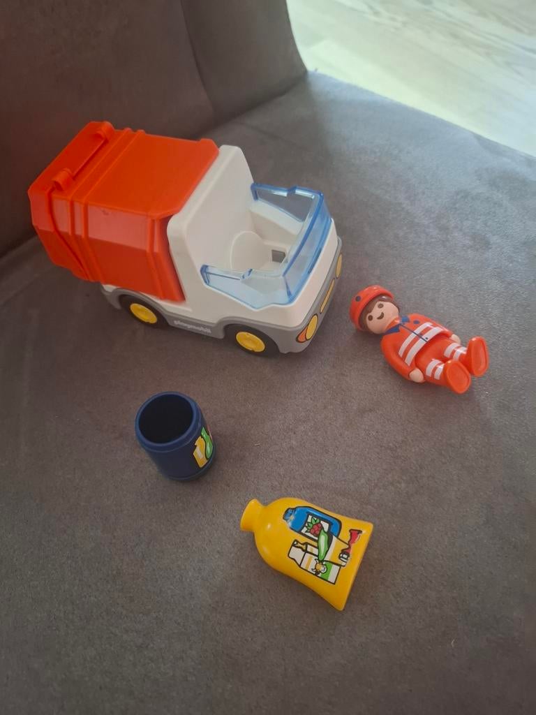 123 Playmobil Vuilniswagen met Figuur en Accessoires, Kinderen en Baby's, Speelgoed | Playmobil, Ophalen of Verzenden, Gebruikt