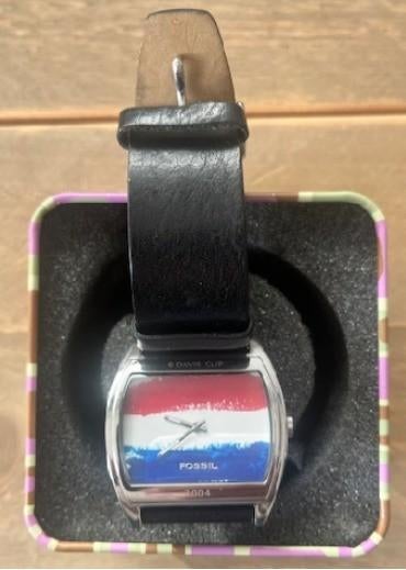 Fossil horloge Daviscup edition Nederland, Sieraden, Tassen en Uiterlijk, Horloges | Heren, Overige merken, Leer, Staal, Polshorloge
