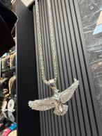 925 zilveren koningsketting met hanger, Sieraden, Tassen en Uiterlijk, Kettingen, Ophalen of Verzenden, Zo goed als nieuw, Zilver