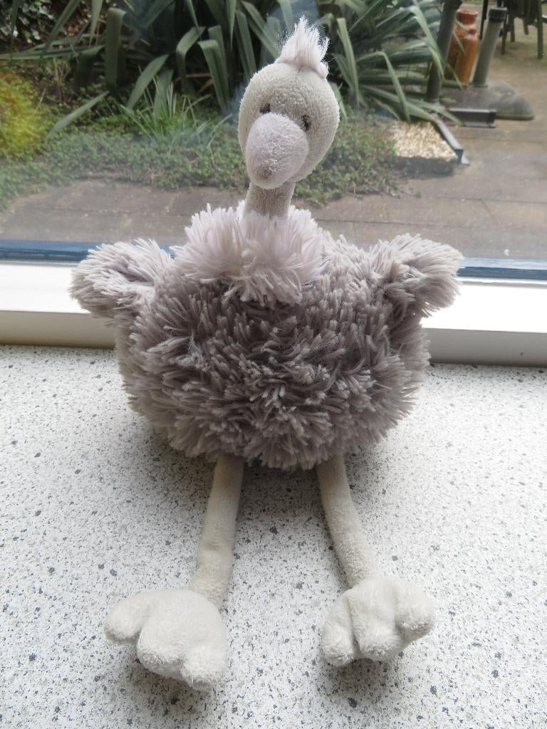 Vogel Struisvogel lichtgrijs velours merk Quax meet ca 34 cm, Ophalen of Verzenden, Zo goed als nieuw, Overige typen