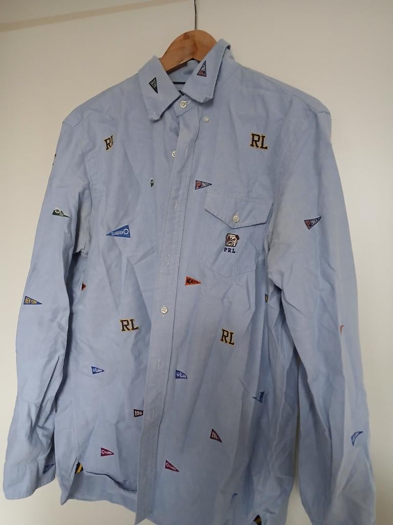 Ralph Lauren overhemd met bulldog en vlaggetjes XL, Ophalen of Verzenden