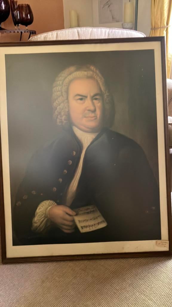 Reproductie van een schilderij van de Componist Bach., Antiek en Kunst, Ophalen of Verzenden