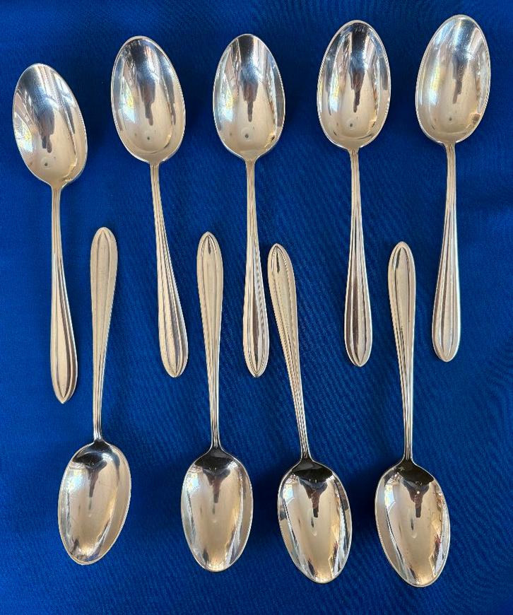 Keltum P3 Chantal 6 kleine lepels (zwaar verzilverd), Antiek en Kunst, Antiek | Bestek, Ophalen of Verzenden