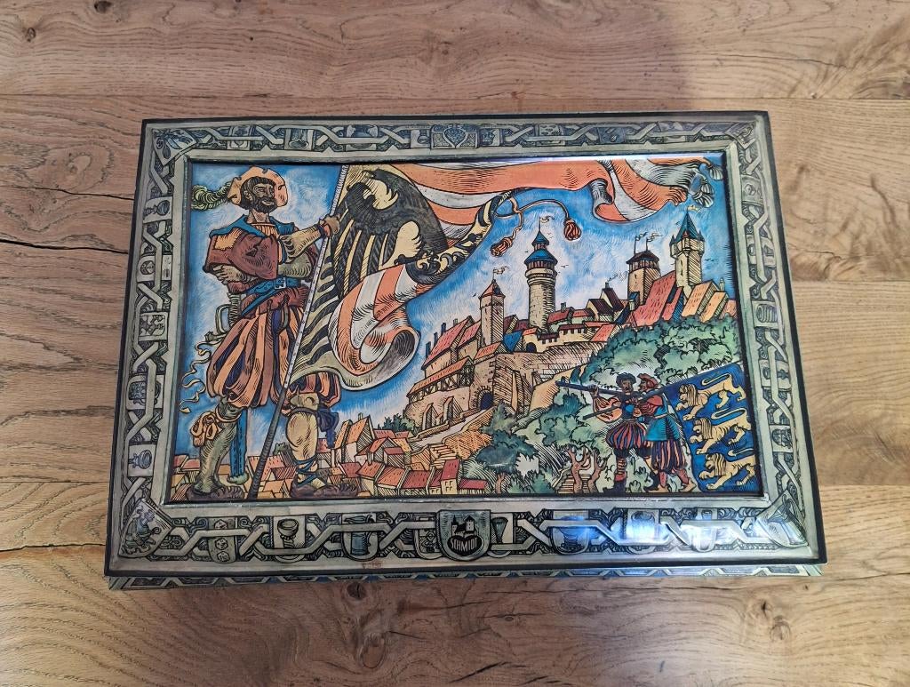 Groot blikken voorraadkist. Voorraadblik. Ridders., Verzamelen, Ophalen of Verzenden, Gebruikt, Overige