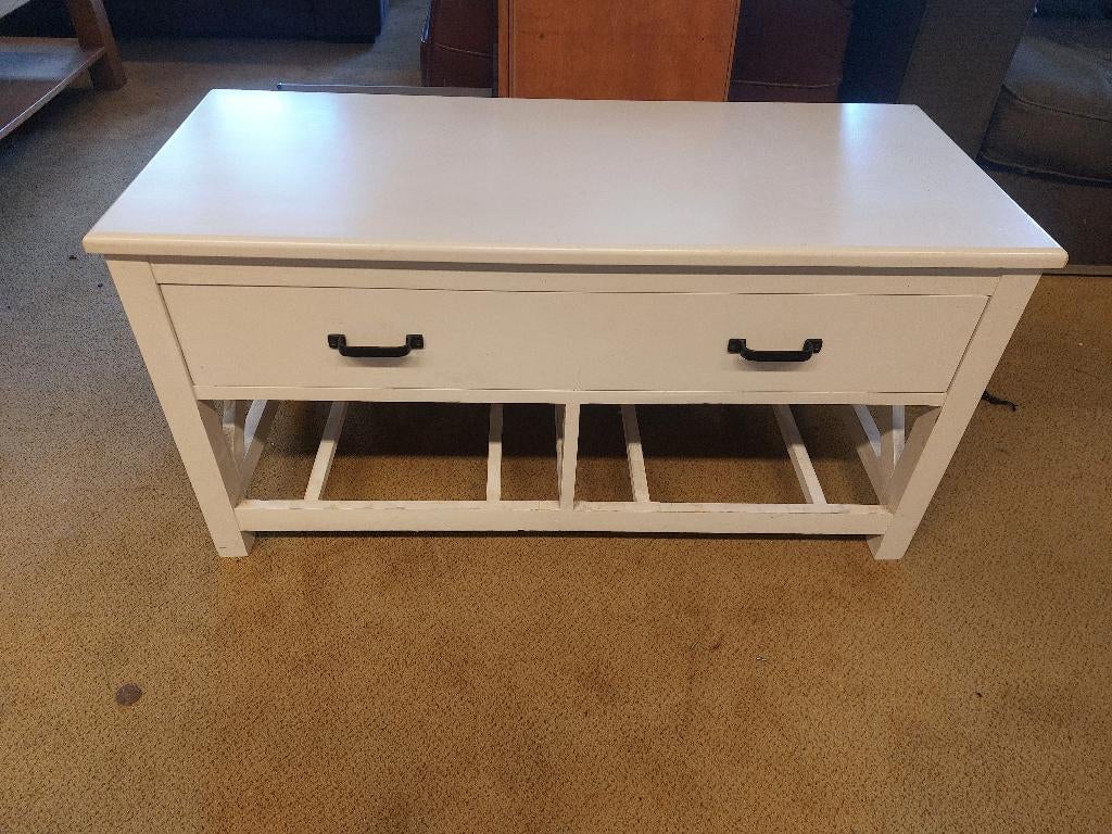 wit eenvoudig tv meubeltje of sidetable ( 501002), Ophalen, 25 tot 50 cm, Rechthoekig, 50 tot 100 cm