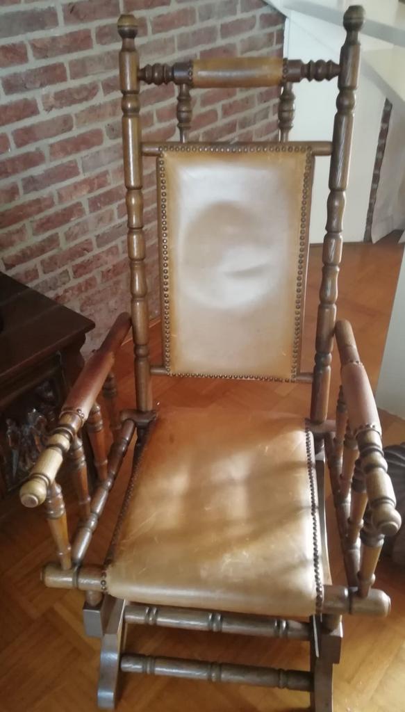 Schommelstoel, Huis en Inrichting, Stoelen, Ophalen, Gebruikt, Bruin, Eén
