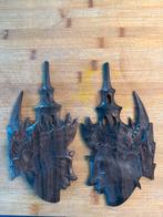 Set van 2 Balinese houten wandmaskers, handgesneden, Ophalen