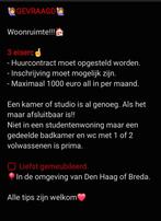 Gezocht kamer of studio omg Den Haag, Den Haag