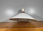 Vintage Space Age metalen wit bordeauxrode hanglamp.301, Gebruikt, Metaal, Minder dan 50 cm, Ophalen