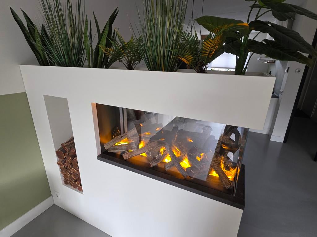 Moderne Roomdivider met Sfeerhaard en Plantenbak, Ophalen, Zo goed als nieuw