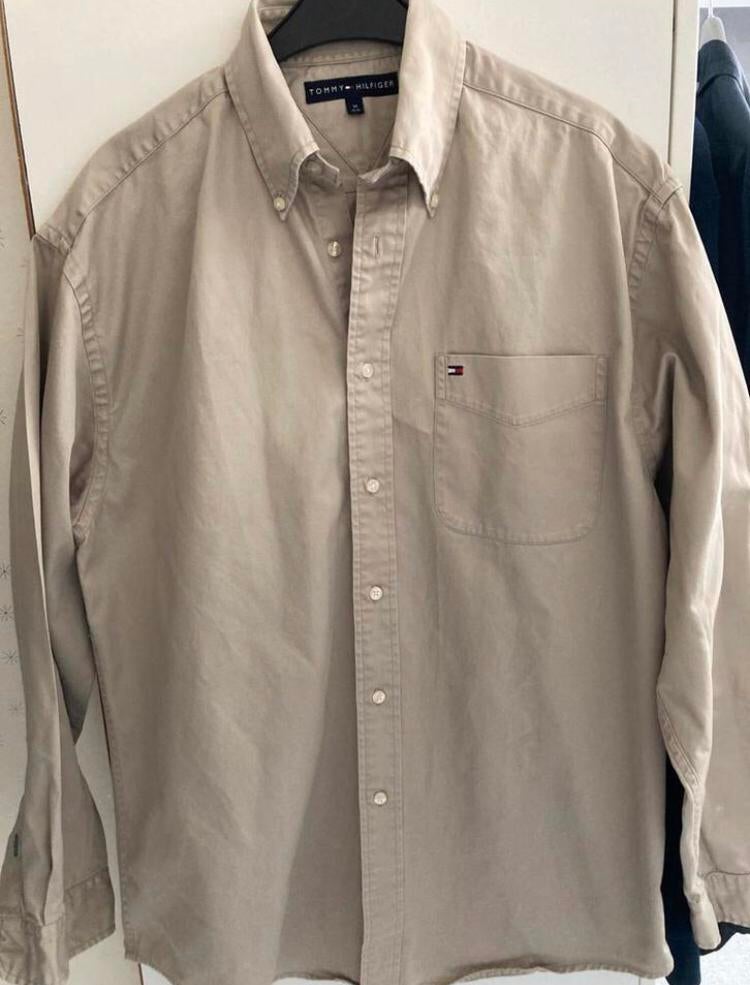 Overhemd - Tommy Hilfiger (M), Beige, Tommy Hilfiger, Nieuw, Halswijdte 39/40 (M)