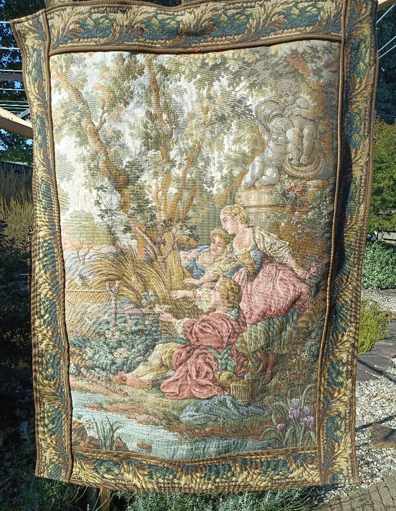 Gobelin wallhanging tapestry kinderen met vogel 53 x 72 cm, Ophalen of Verzenden