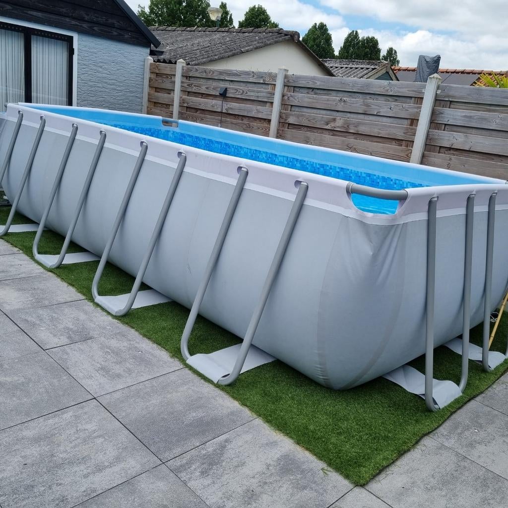 Intex Zwembad 400x200x100 cm met trap en matten, Gebruikt, 200 tot 300 cm, 80 tot 120 cm, Ophalen of Verzenden