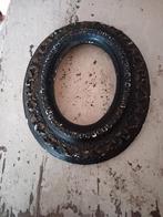 Oude brocant ovale gipsen lijst - Zwart met goud, 28 cm hoog, Ophalen of Verzenden