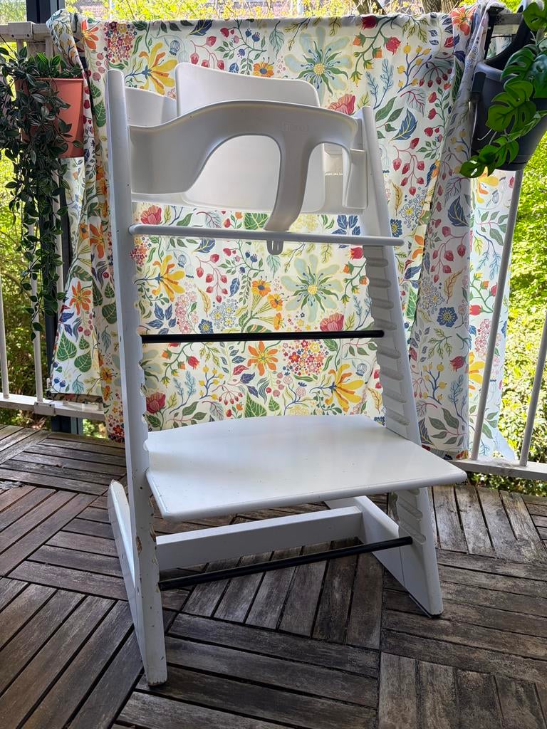 Stokke Tripp Trapp complete set + Newborn Set + kussens, Ophalen, Gebruikt, Meegroeistoel, Stoelverkleiner