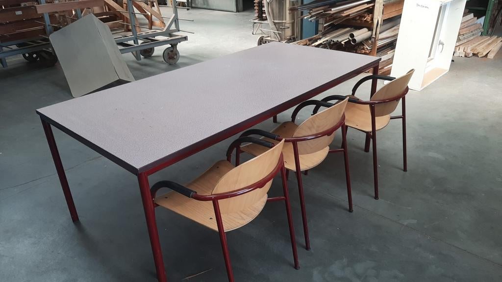 Kantine tafel met 6 stoelen., Ophalen, Gebruikt, 50 tot 100 cm, Vijf personen of meer
