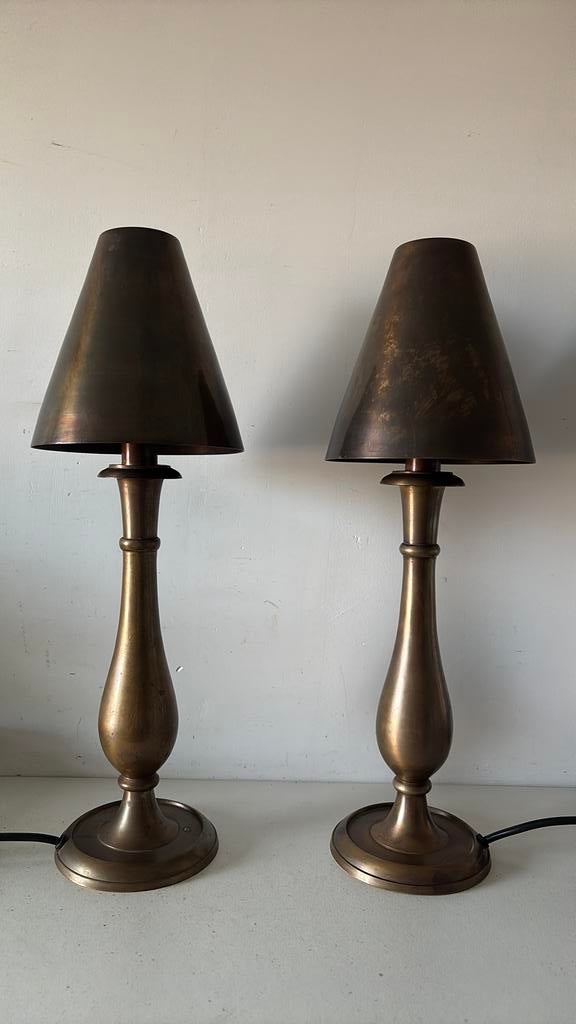 2x Lamp - messing / koper, Ophalen of Verzenden, Zo goed als nieuw, Minder dan 50 cm