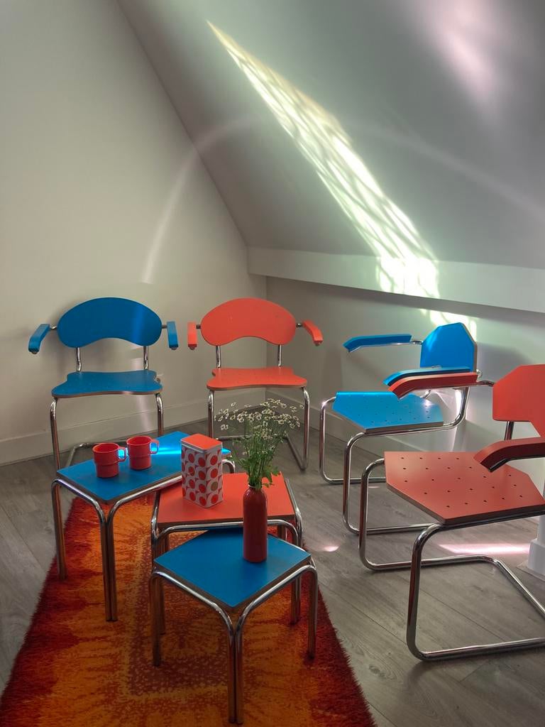 4 x Marcel Breuer upcycled stoelen, Ophalen, Huis en Inrichting