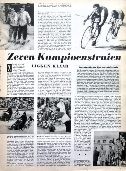 Artikel over wielrennen 1953 van Est Schult Derksen Pron, Verzamelen, Tijdschriften, Kranten en Knipsels, Ophalen of Verzenden