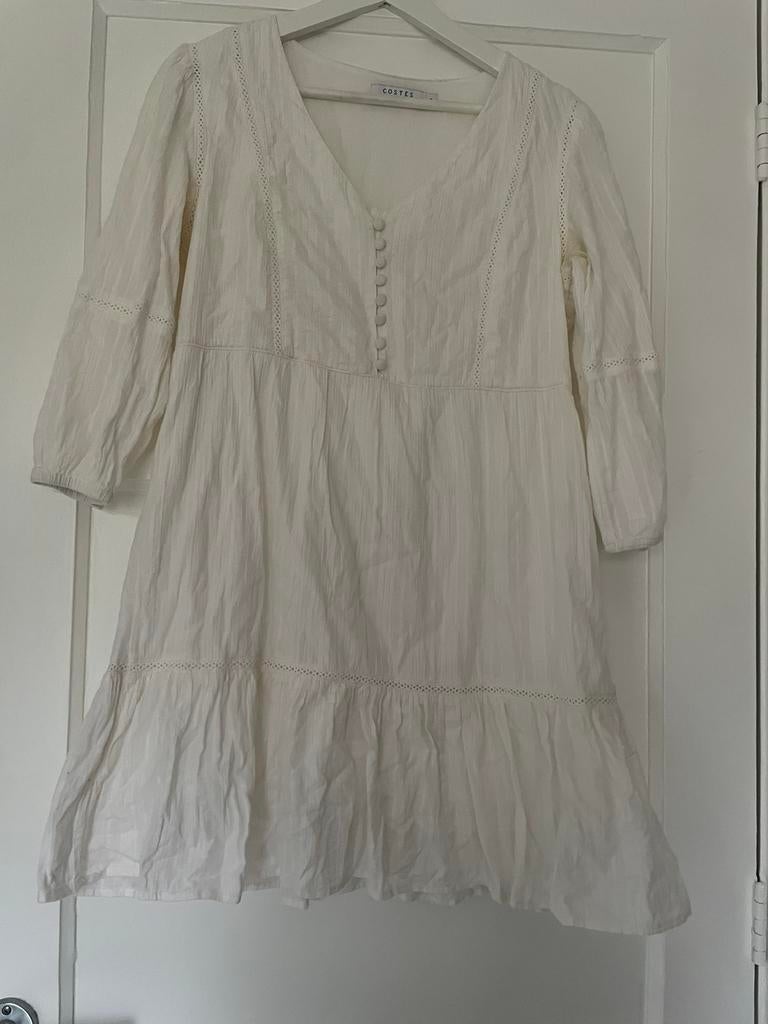 Costes schattige witte zomer  jurk lange mouw Ibiza style S, Wit, Ophalen of Verzenden, Zo goed als nieuw, Maat 36 (S)