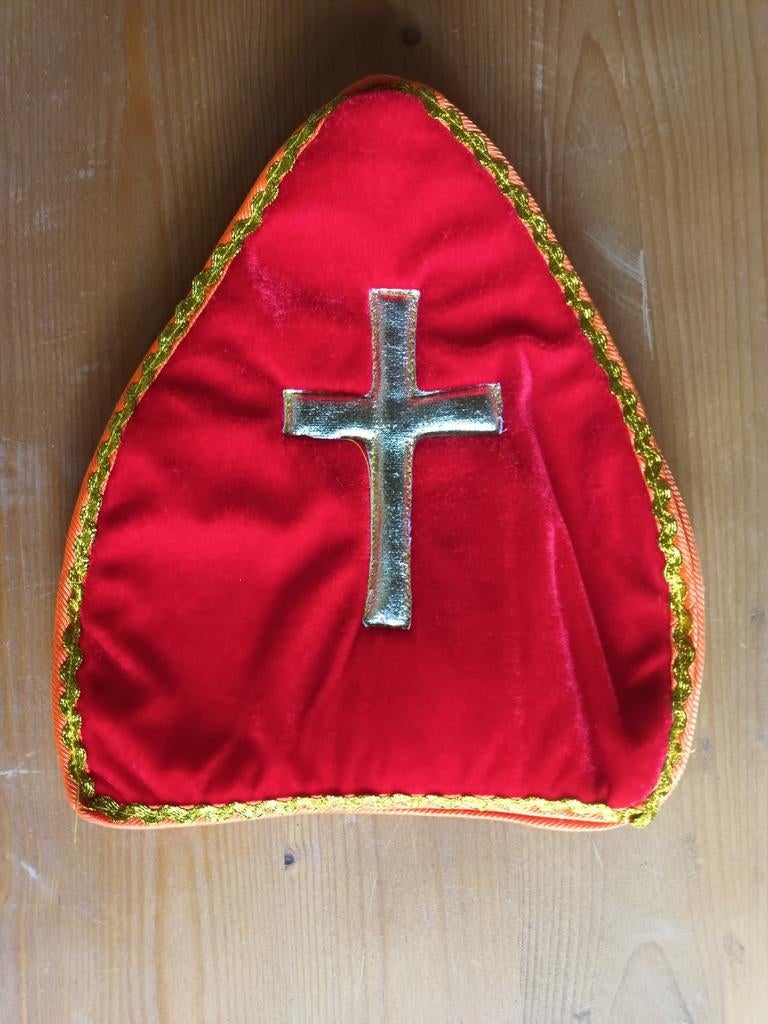 Sint Sinterklaas kostuum mijter hoedje decoratie rood piet, Ophalen of Verzenden, Gebruikt