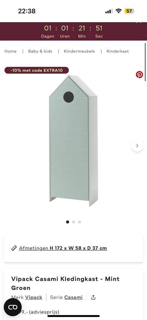 Vipack Casimi kast, Kinderen en Baby's, Kinderkamer | Commodes en Kasten, Ophalen, 50 tot 70 cm, 105 cm of meer, 100 cm of meer