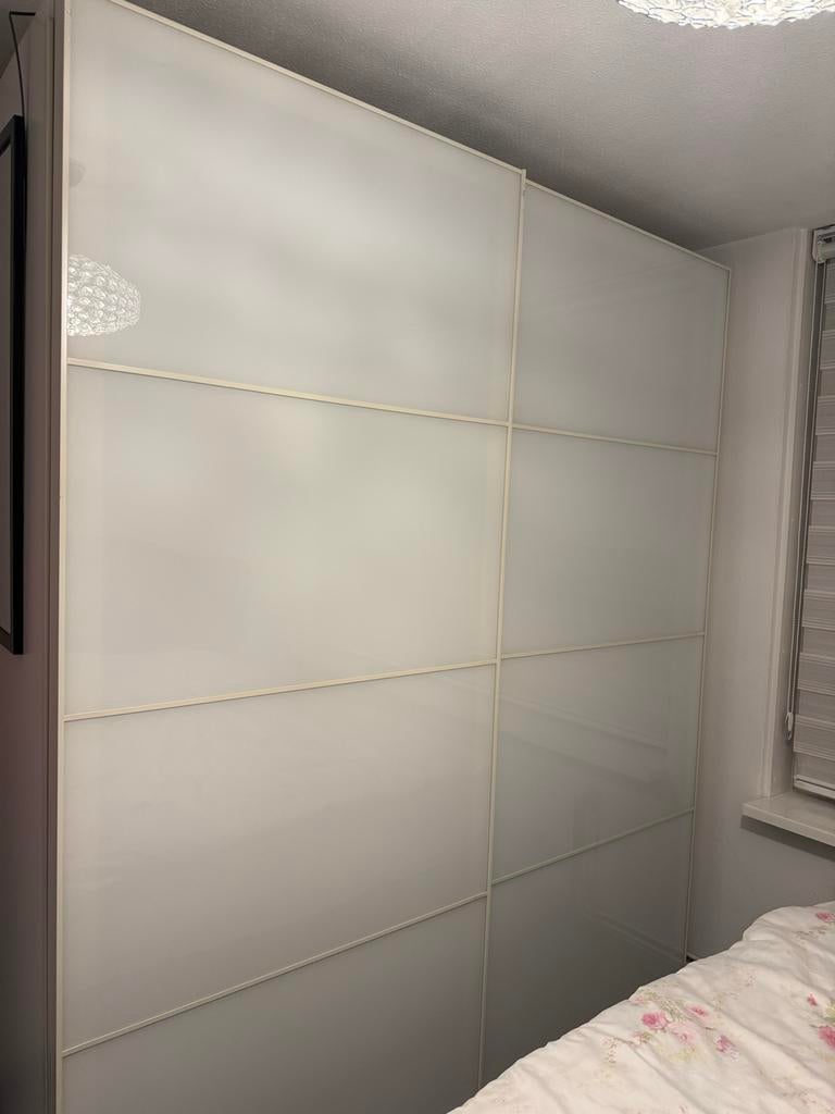 Ikea Pax melkglas schuifdeuren set 2x 100x236 cm, Gebruikt, 200 cm of meer, 150 tot 200 cm, Ophalen of Verzenden