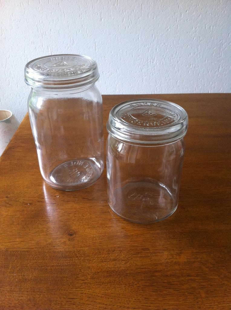 2 Weckflessen met Deksel 1 L Retro  Goede staat, Ophalen of Verzenden