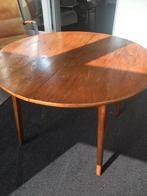 Vintage teak houten  ronde eet tafel uitschuifbaar jaren 60, Ophalen, Gebruikt, Rond, 50 tot 100 cm