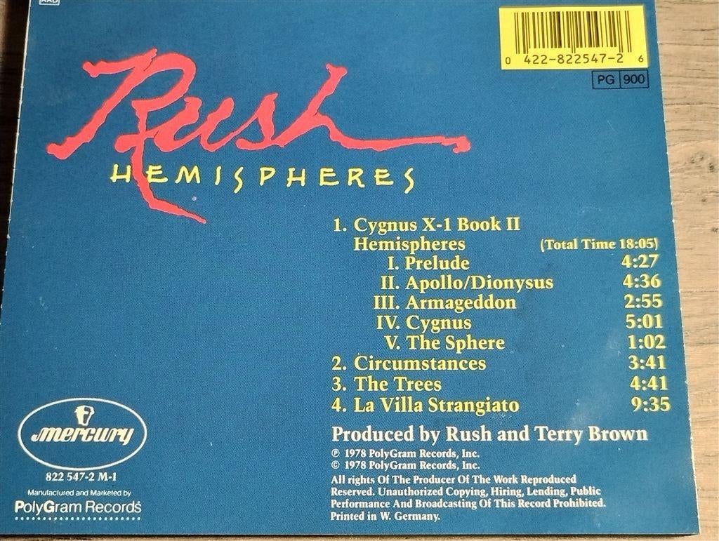 Rush ‎- Hemispheres, Cd's en Dvd's, Cd's | Hardrock en Metal, Ophalen of Verzenden, Gebruikt