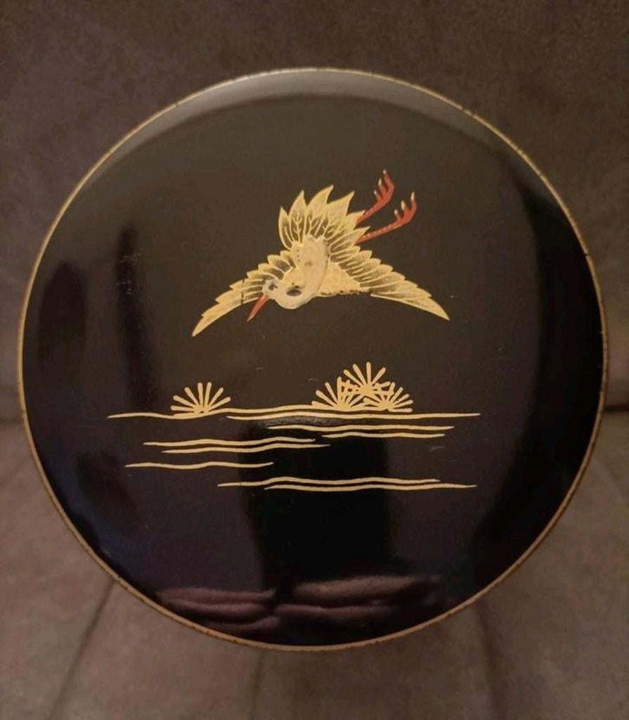 Vintage Niemeijer theeblik met kraanvogels, Ophalen of Verzenden