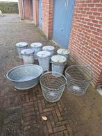 Gave Zinken prullenbak/ gaasmanden en zinken teil, Ophalen of Verzenden